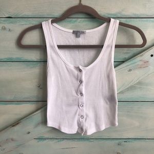 XS Snap Button Down Crop Top